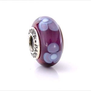 Authentic Pandora purple flowers for you glass murano charm 🪻